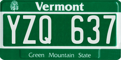 VT license plate YZQ637
