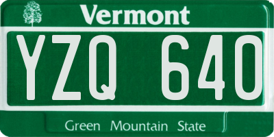 VT license plate YZQ640
