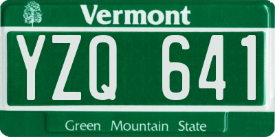 VT license plate YZQ641
