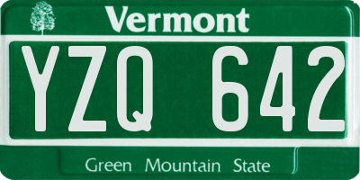 VT license plate YZQ642