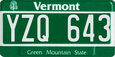 VT license plate YZQ643