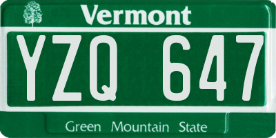 VT license plate YZQ647