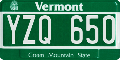VT license plate YZQ650