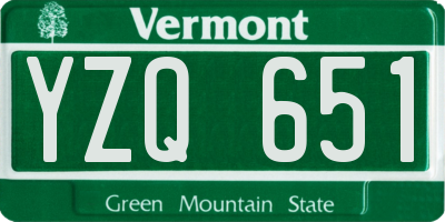 VT license plate YZQ651