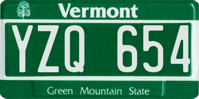 VT license plate YZQ654