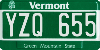 VT license plate YZQ655
