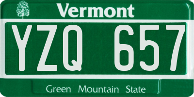 VT license plate YZQ657