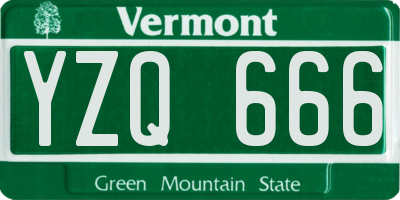 VT license plate YZQ666