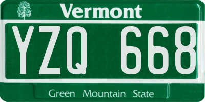 VT license plate YZQ668