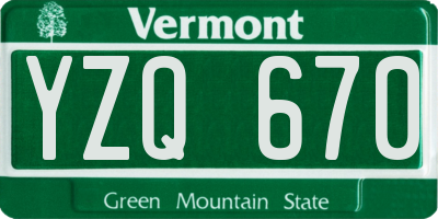 VT license plate YZQ670