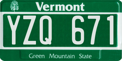 VT license plate YZQ671