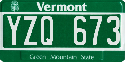 VT license plate YZQ673