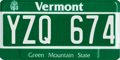 VT license plate YZQ674