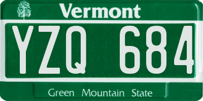 VT license plate YZQ684