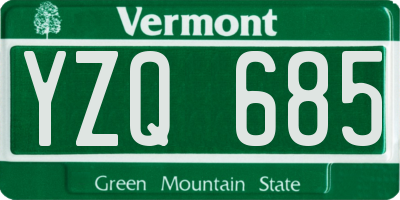 VT license plate YZQ685