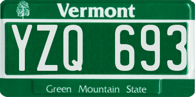 VT license plate YZQ693