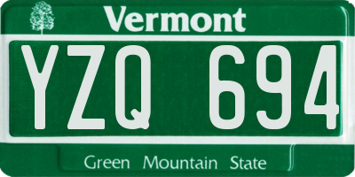 VT license plate YZQ694