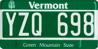 VT license plate YZQ698