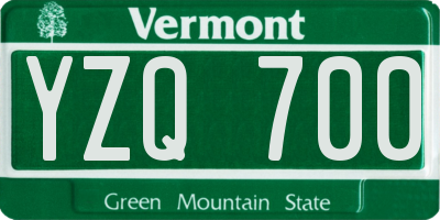 VT license plate YZQ700