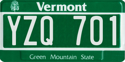 VT license plate YZQ701