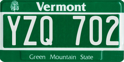 VT license plate YZQ702