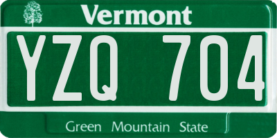 VT license plate YZQ704