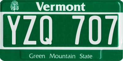 VT license plate YZQ707