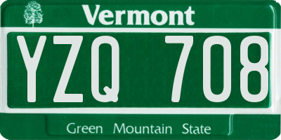 VT license plate YZQ708
