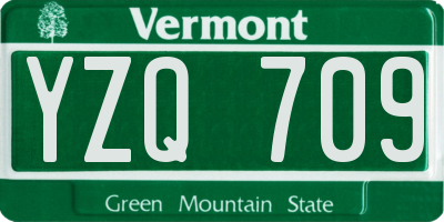 VT license plate YZQ709