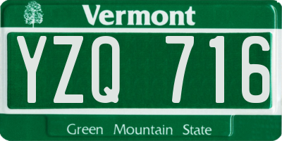 VT license plate YZQ716