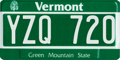 VT license plate YZQ720