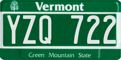 VT license plate YZQ722
