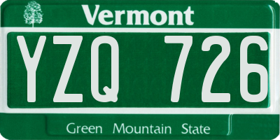VT license plate YZQ726