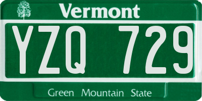 VT license plate YZQ729