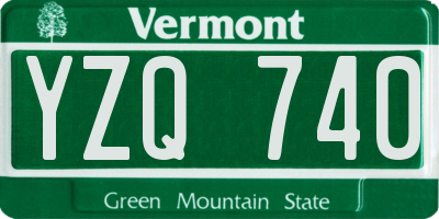VT license plate YZQ740