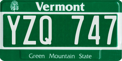 VT license plate YZQ747
