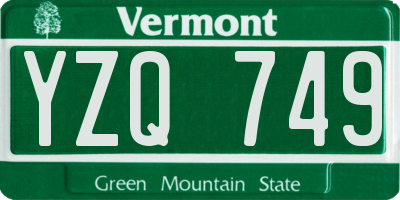 VT license plate YZQ749