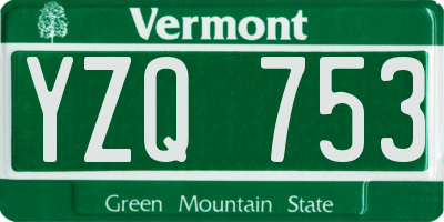VT license plate YZQ753