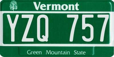 VT license plate YZQ757