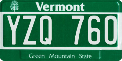 VT license plate YZQ760