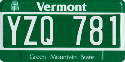 VT license plate YZQ781