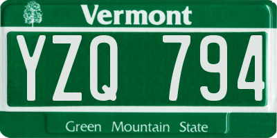 VT license plate YZQ794