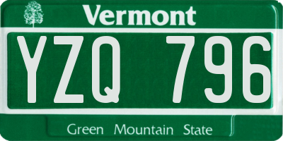 VT license plate YZQ796