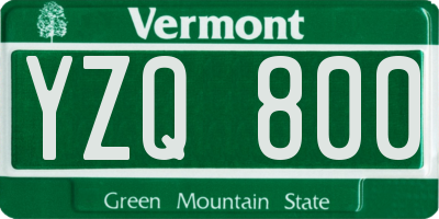 VT license plate YZQ800