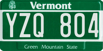 VT license plate YZQ804