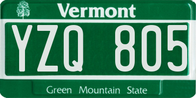 VT license plate YZQ805