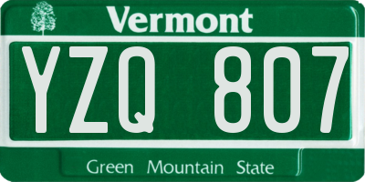 VT license plate YZQ807