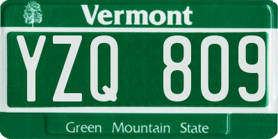 VT license plate YZQ809