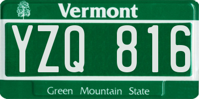 VT license plate YZQ816
