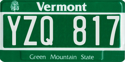 VT license plate YZQ817
